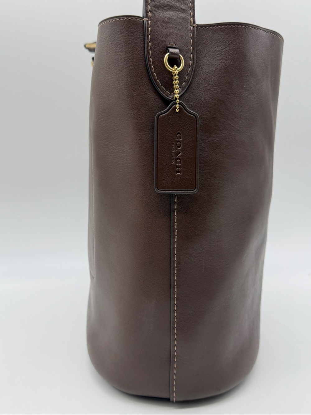 COACH Bleecker leather large women's bucket shoulder bag + pouch - Maple/Brown - Picture 11 of 15